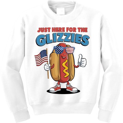 Im Just Here For The Glizzies Funny Fourth Of July Wiener Kids Sweatshirt