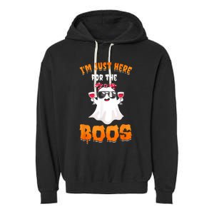 Im Just Here For The Boos Funny Halloween Garment-Dyed Fleece Hoodie