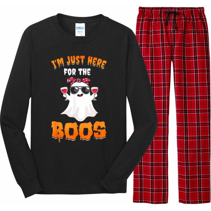 Im Just Here For The Boos Funny Halloween Long Sleeve Pajama Set