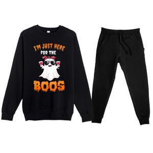 Im Just Here For The Boos Funny Halloween Premium Crewneck Sweatsuit Set