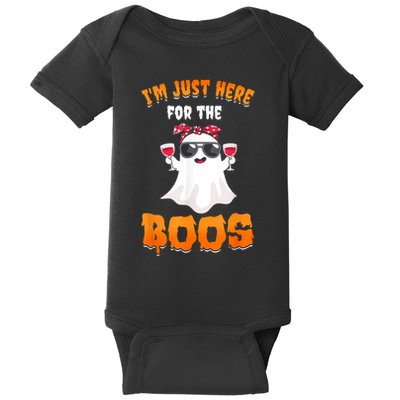 Im Just Here For The Boos Funny Halloween Baby Bodysuit