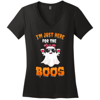 Im Just Here For The Boos Funny Halloween Women's V-Neck T-Shirt