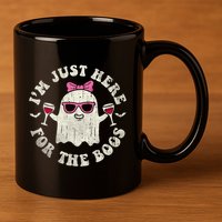 IM Just Here For The Boos Halloween Drinking Party Funny 11oz C Handle Ceramic Mug