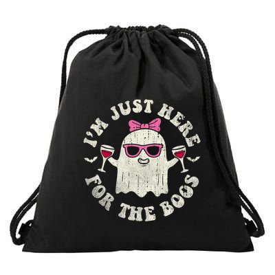 IM Just Here For The Boos Halloween Drinking Party Funny Drawstring Bag
