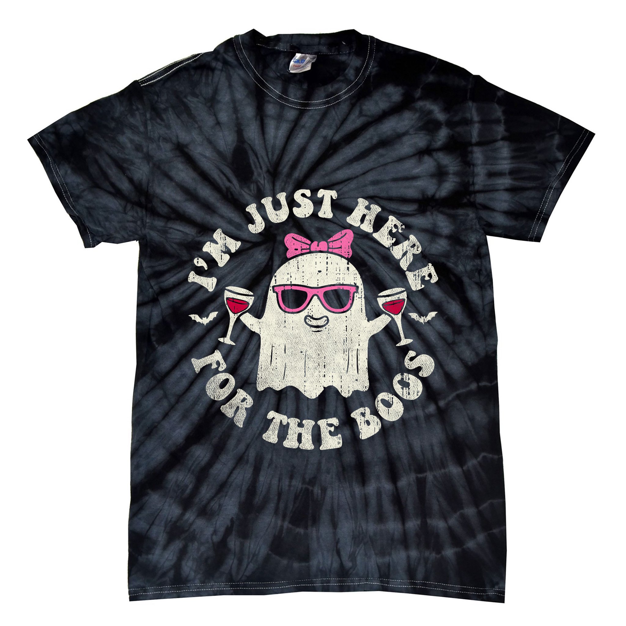 IM Just Here For The Boos Halloween Drinking Party Funny Tie-Dye T-Shirt