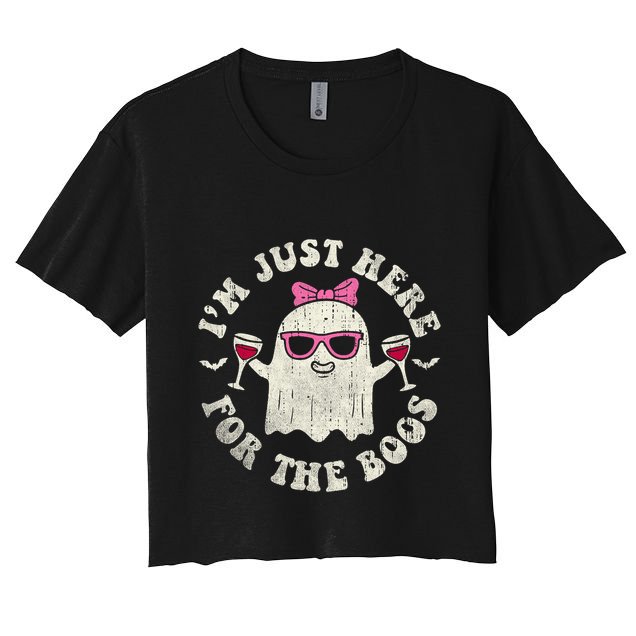 IM Just Here For The Boos Halloween Drinking Party Funny Crop Top