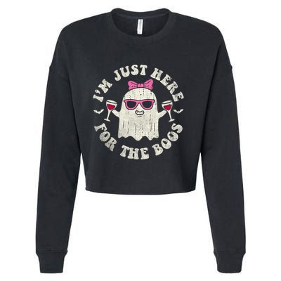 IM Just Here For The Boos Halloween Drinking Party Funny Cropped Pullover Crew