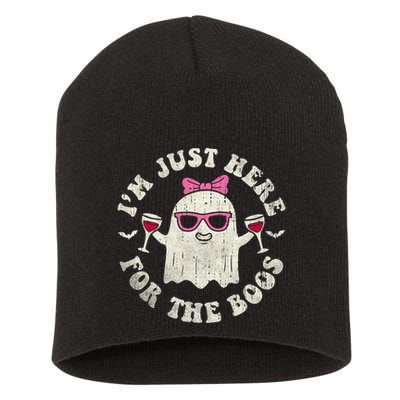 IM Just Here For The Boos Halloween Drinking Party Funny Short Acrylic Beanie