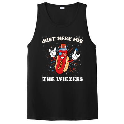 Im Just Here For The Wieners Hot Dog 4th Of July USA Flag PosiCharge Competitor Tank