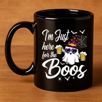 Im Just Here For The Boos Beer Halloween Boo Ghost 11oz C Handle Ceramic Mug