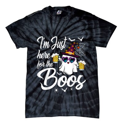 Im Just Here For The Boos Beer Halloween Boo Ghost Tie-Dye T-Shirt