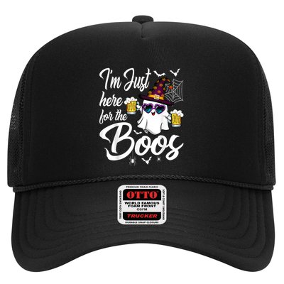 Im Just Here For The Boos Beer Halloween Boo Ghost Trucker Hat
