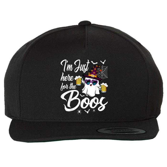 Im Just Here For The Boos Beer Halloween Boo Ghost Wool Snapback Cap