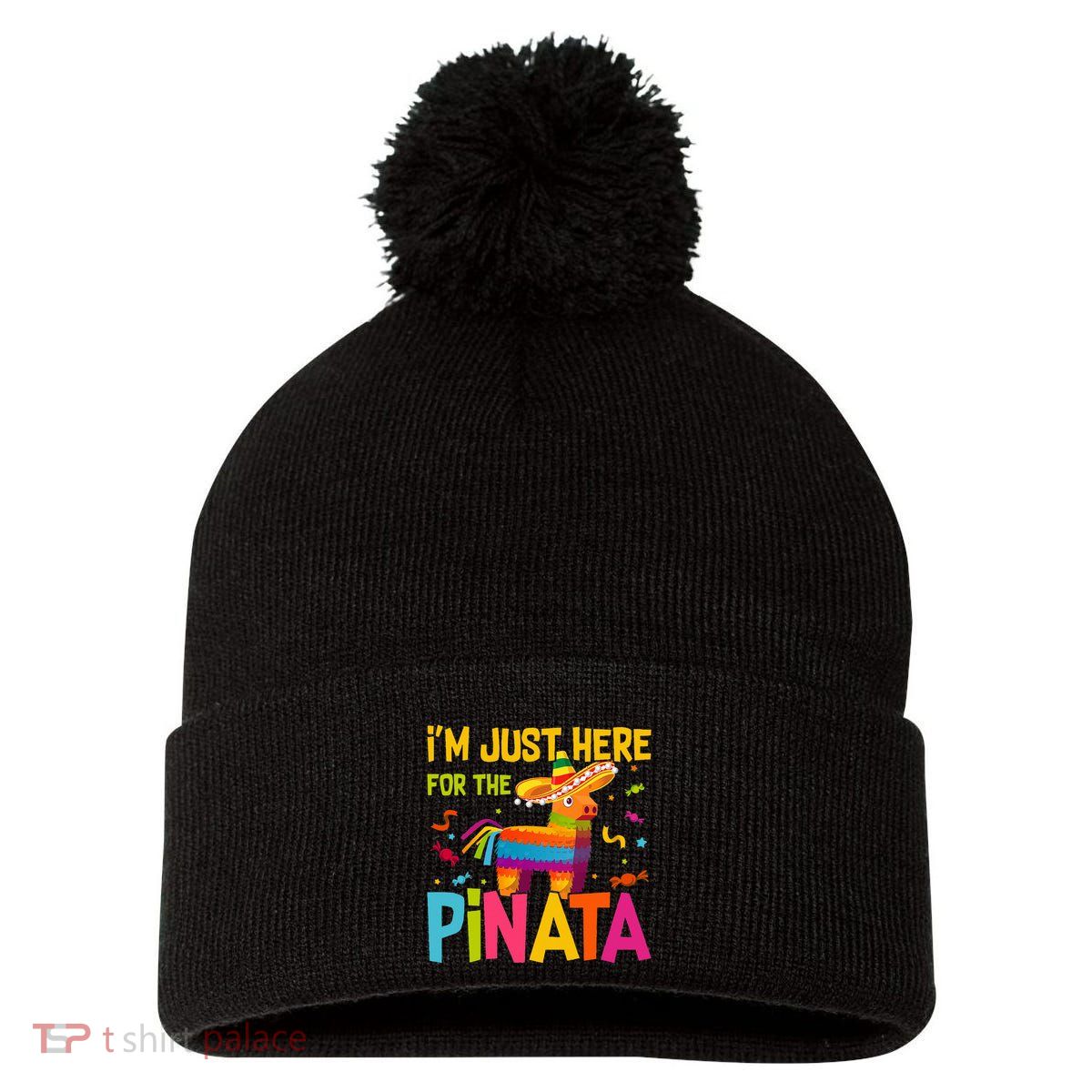 IM Just Here For The Pinata Pom Pom 12in Knit Beanie