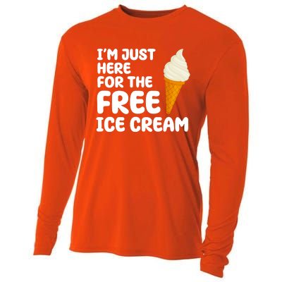 I'm Just Here For The Free Ice Cream Funny Cooling Performance Long Sleeve Crew