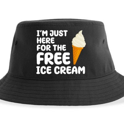 I'm Just Here For The Free Ice Cream Funny Sustainable Bucket Hat