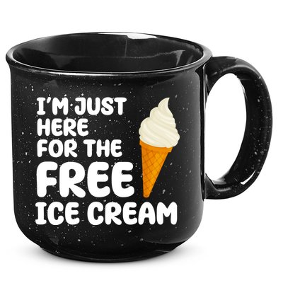 I'm Just Here For The Free Ice Cream Funny 15oz Campfire Ceramic Mug