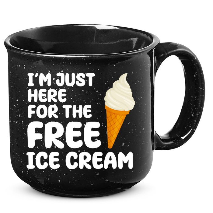 I'm Just Here For The Free Ice Cream Funny 15oz Campfire Ceramic Mug