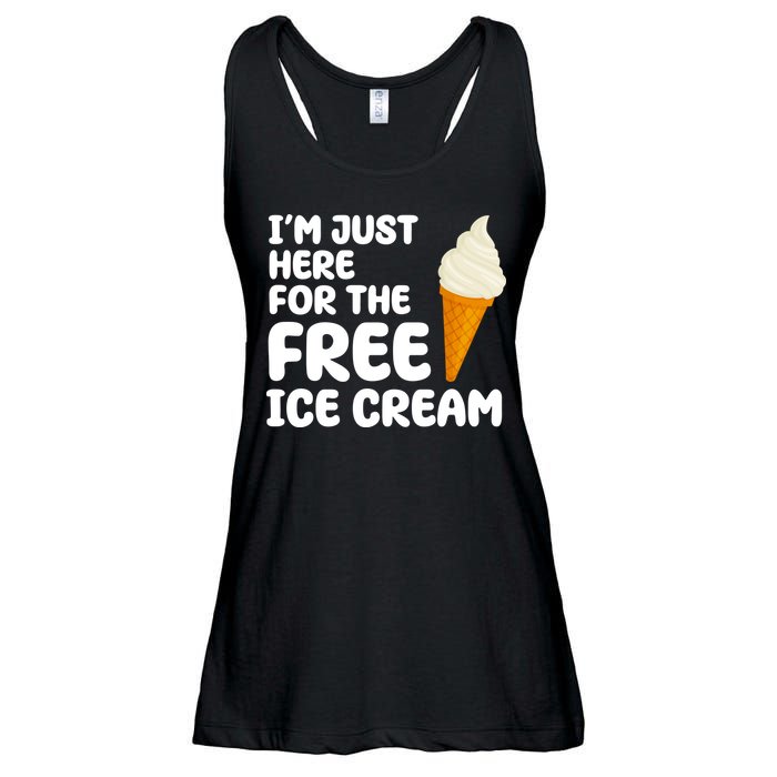I'm Just Here For The Free Ice Cream Funny Ladies Essential Flowy Tank