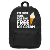 I'm Just Here For The Free Ice Cream Funny 16 in Basic Backpack