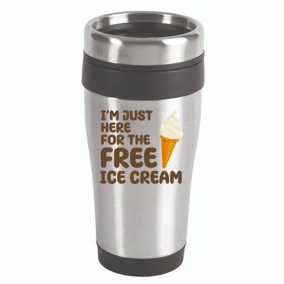 I'm Just Here For The Free Ice Cream Funny 16oz Travel Tumbler