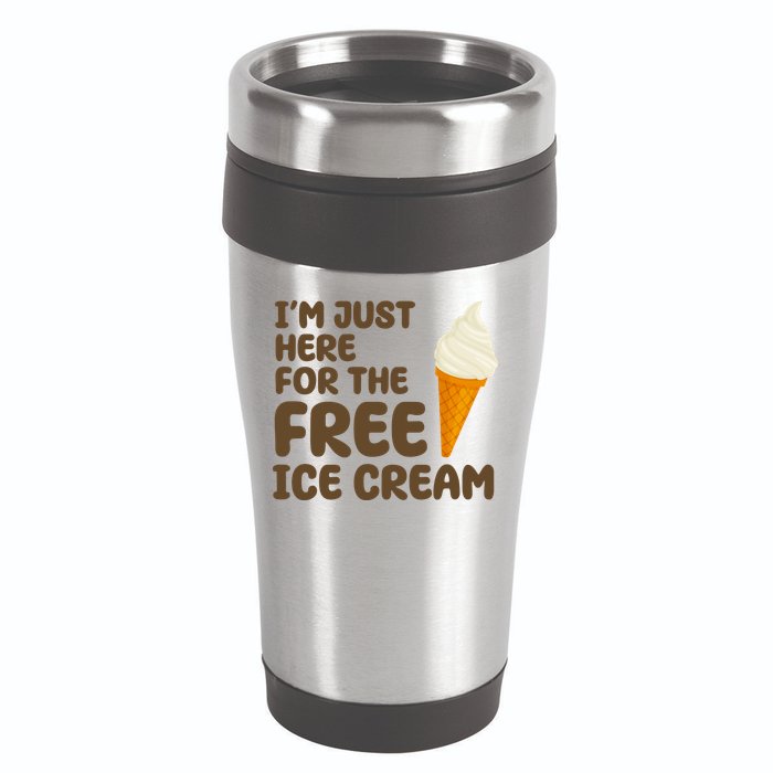 I'm Just Here For The Free Ice Cream Funny 16oz Travel Tumbler