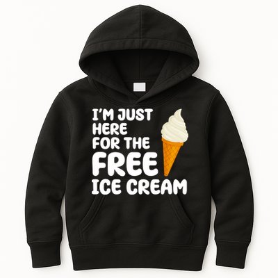 I'm Just Here For The Free Ice Cream Funny Kids Hoodie
