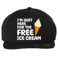 I'm Just Here For The Free Ice Cream Funny Wool Snapback Cap