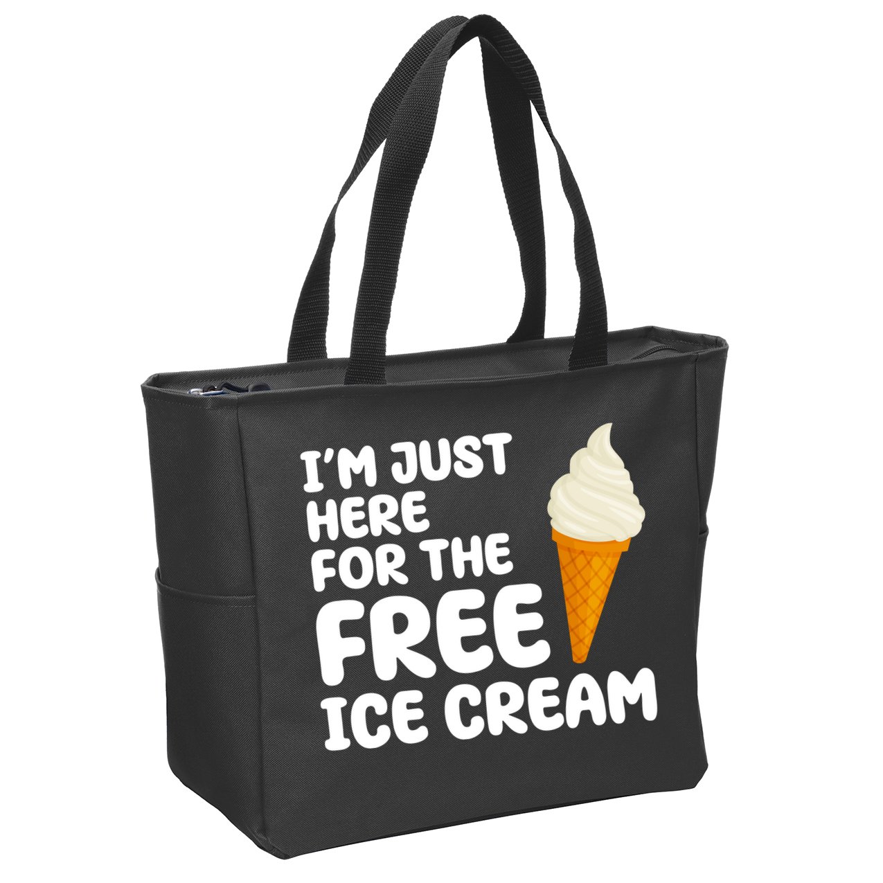 I'm Just Here For The Free Ice Cream Funny Zip Tote Bag