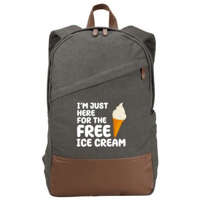 I'm Just Here For The Free Ice Cream Funny Cotton Canvas Backpack