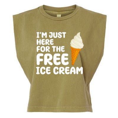 I'm Just Here For The Free Ice Cream Funny Garment-Dyed Women's Muscle Tee