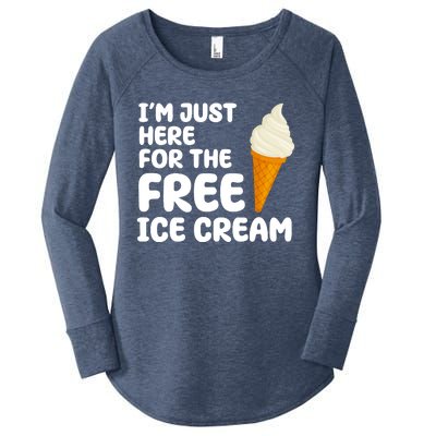 I'm Just Here For The Free Ice Cream Funny Women's Perfect Tri Tunic Long Sleeve Shirt