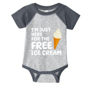 I'm Just Here For The Free Ice Cream Funny Infant Baby Jersey Bodysuit