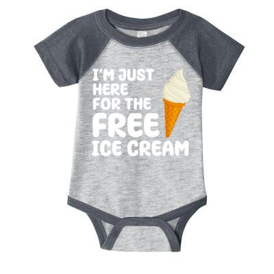 I'm Just Here For The Free Ice Cream Funny Infant Baby Jersey Bodysuit