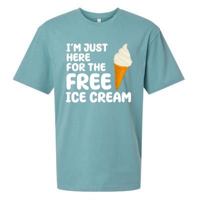 I'm Just Here For The Free Ice Cream Funny Sueded Cloud Jersey T-Shirt