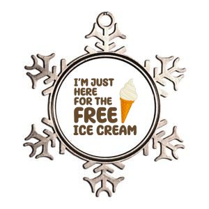 I'm Just Here For The Free Ice Cream Funny Metallic Star Ornament