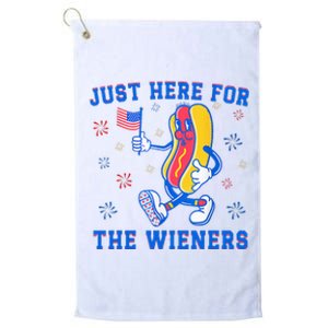 IM Just Here For The Wieners 4th Of July Funny Hot Dog Platinum Collection Golf Towel