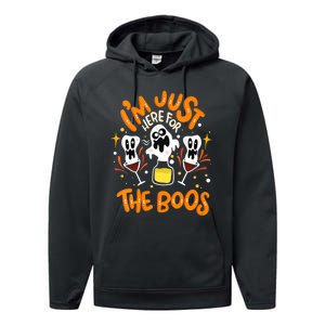 IM Just Here For The Boos Halloween Booze Pun Performance Fleece Hoodie