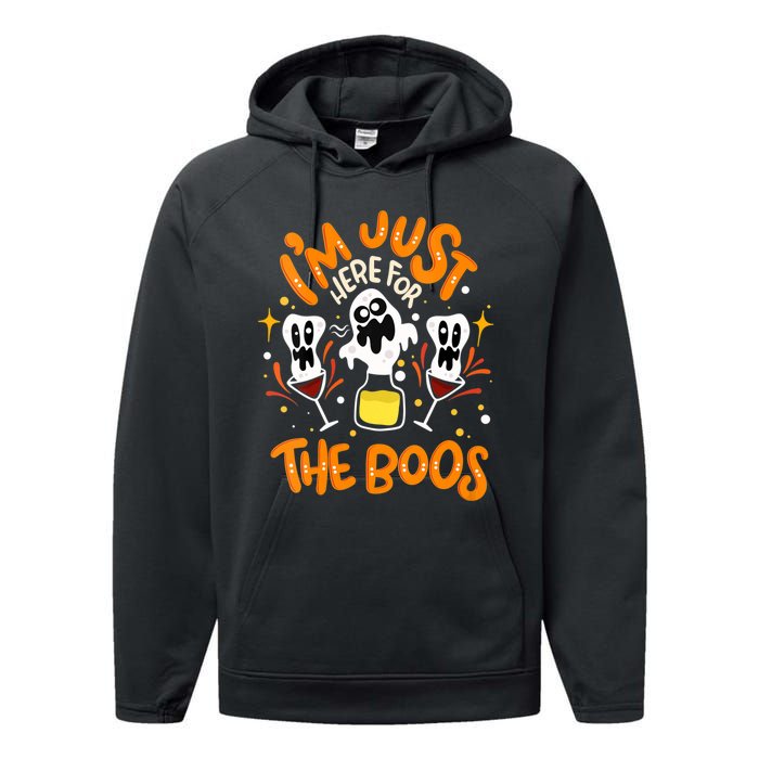 IM Just Here For The Boos Halloween Booze Pun Performance Fleece Hoodie