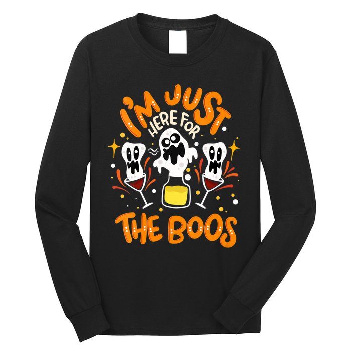 IM Just Here For The Boos Halloween Booze Pun Long Sleeve Shirt