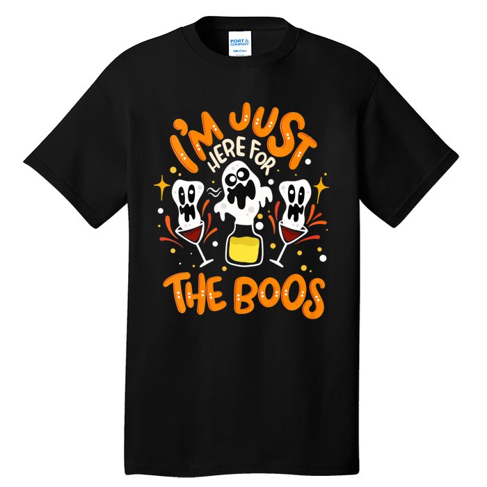 IM Just Here For The Boos Halloween Booze Pun Tall T-Shirt