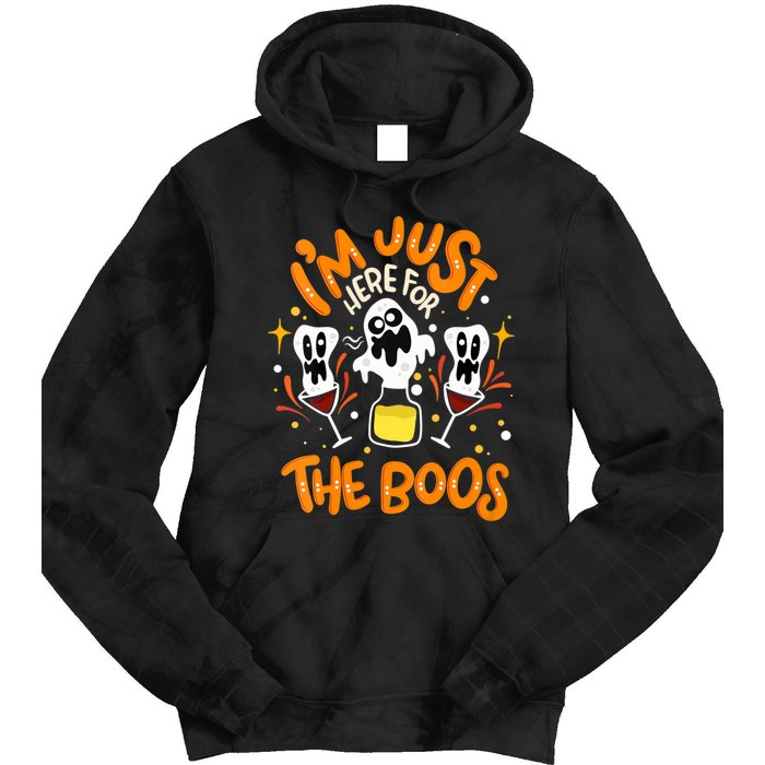 IM Just Here For The Boos Halloween Booze Pun Tie Dye Hoodie