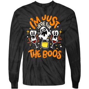 IM Just Here For The Boos Halloween Booze Pun Tie-Dye Long Sleeve Shirt