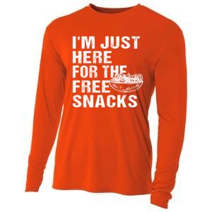 Im Just Here For The Free Snacks Funny Meaningful Gift Cooling Performance Long Sleeve Crew