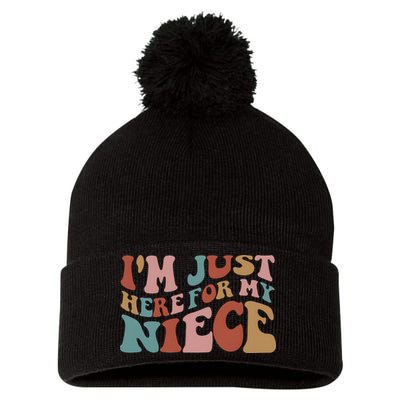 I’M Just Here For My Niece Pom Pom 12in Knit Beanie