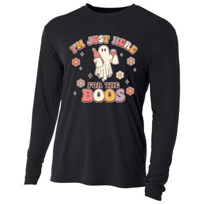 Im Just Here For The Boos Halloween Ghost Cute Funny Cooling Performance Long Sleeve Crew