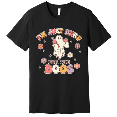 Im Just Here For The Boos Halloween Ghost Cute Funny Premium T-Shirt