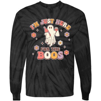 Im Just Here For The Boos Halloween Ghost Cute Funny Tie-Dye Long Sleeve Shirt