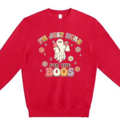 Im Just Here For The Boos Halloween Ghost Cute Funny Premium Crewneck Sweatshirt