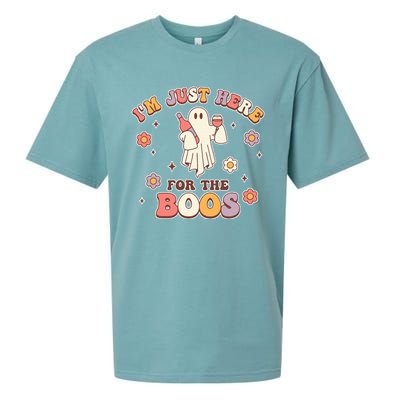 Im Just Here For The Boos Halloween Ghost Cute Funny Sueded Cloud Jersey T-Shirt